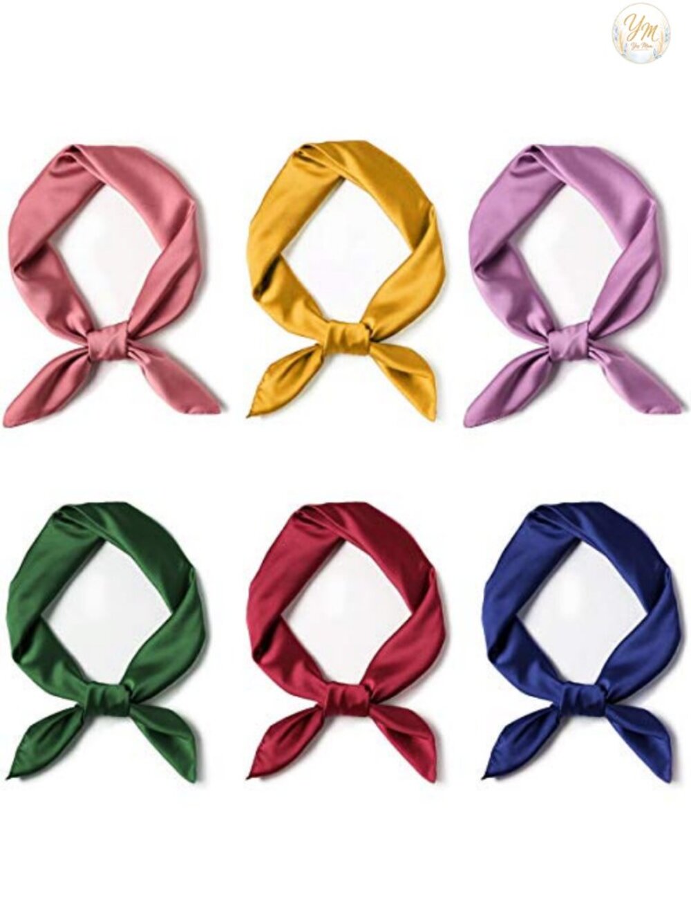 Satin Neck Scarf Square Handkerchief Set Silky Polyester